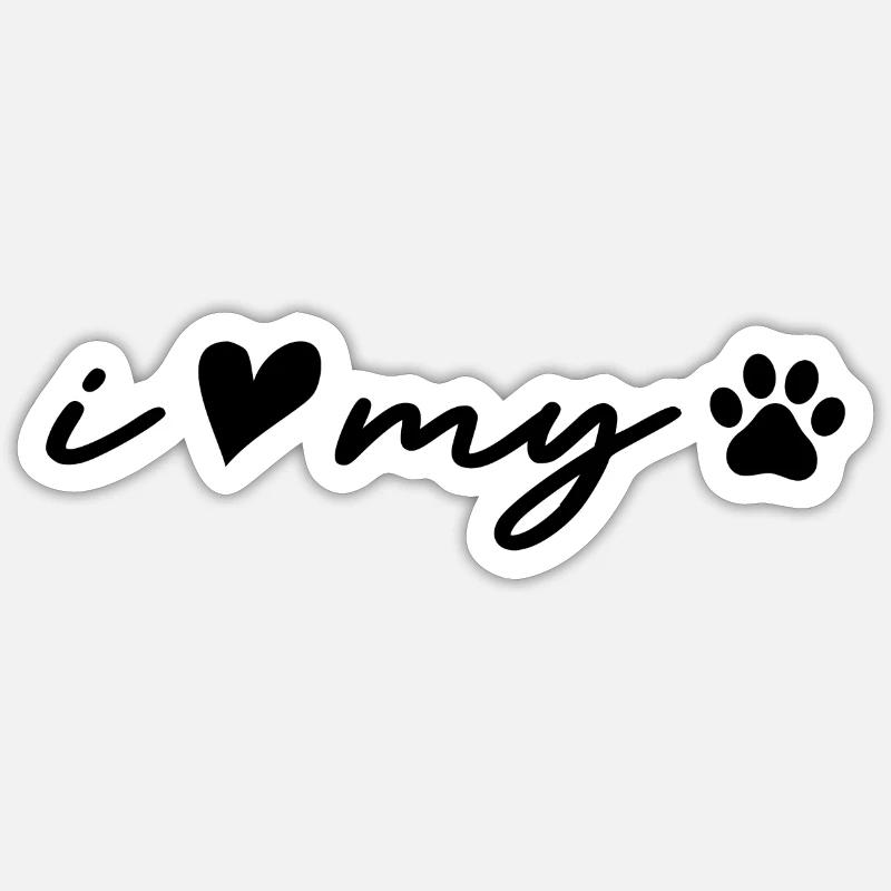 J’aime mon chien - Sticker taille S (10 x 10 cm) - blanc mat