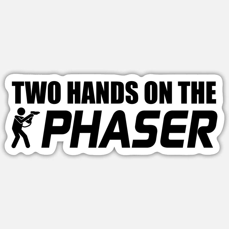 Deux mains sur le phaseur - Sticker taille S (10 x 10 cm) - blanc mat