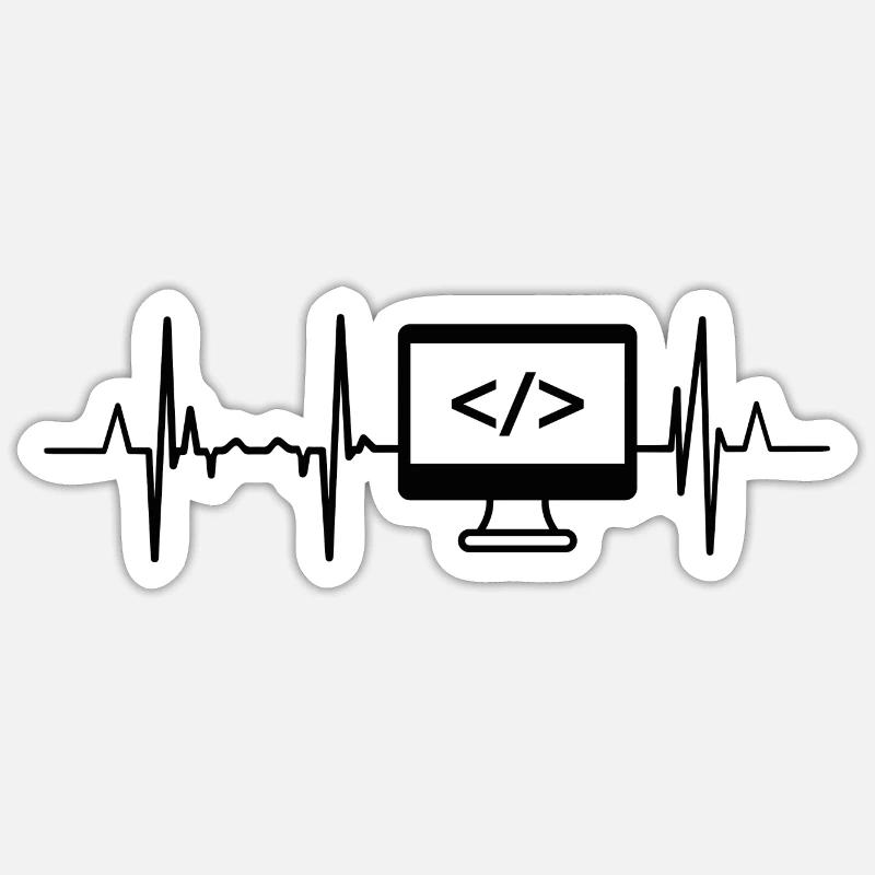 Programmer Heartbeat - Sticker size S (10 x 10 cm) - white matte