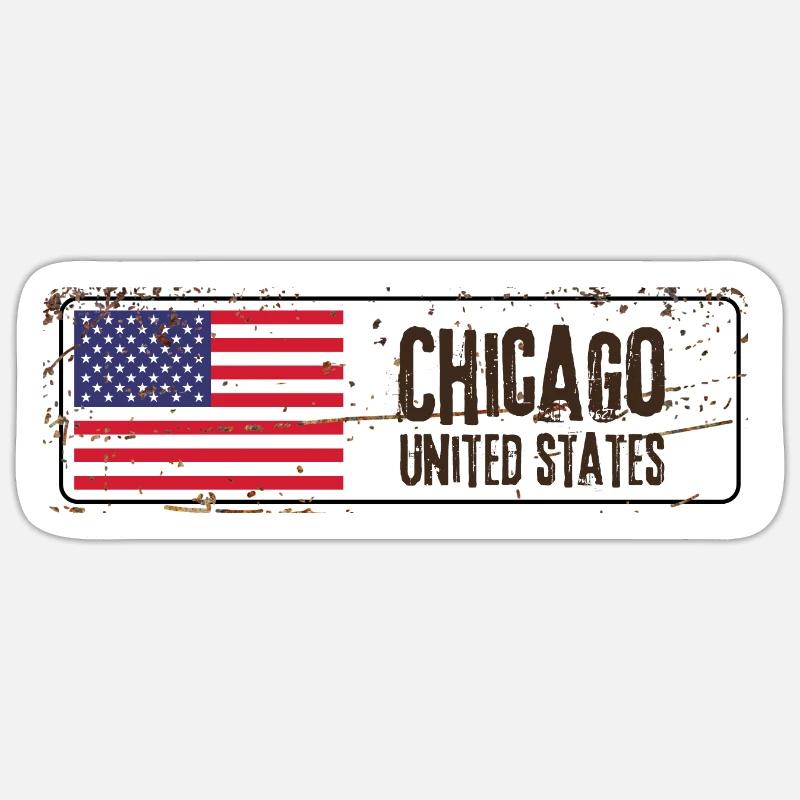 Chicago Drapeau des États-Unis - Sticker taille S (10 x 10 cm) - blanc mat