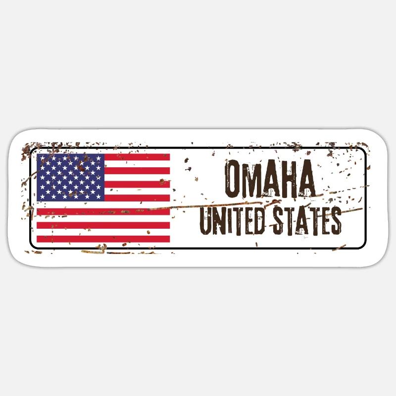 Omaha Drapeau des États-Unis - Sticker taille S (10 x 10 cm) - blanc mat