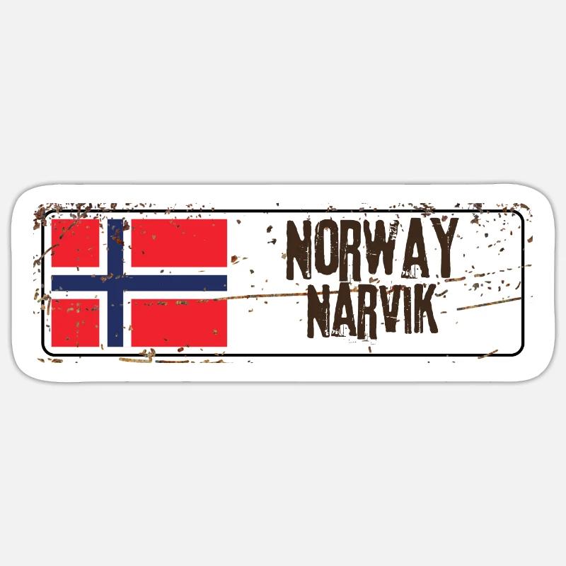 Narvik Norway Flag - Sticker size S (10 x 10 cm) - white matte