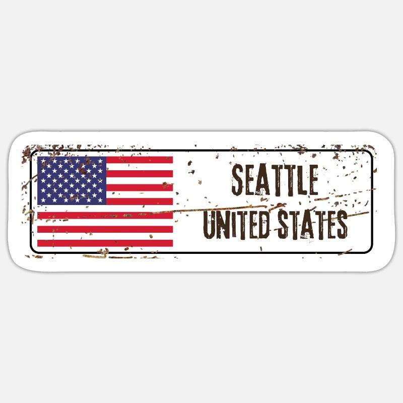 Seattle, États-Unis - Sticker taille S (10 x 10 cm) - blanc mat