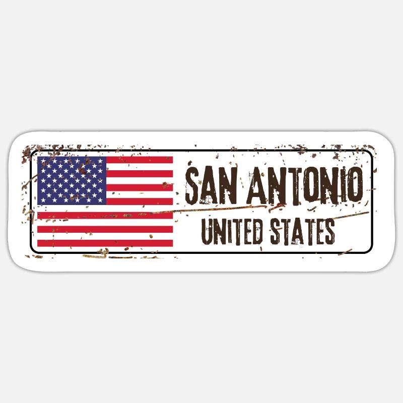 Drapeau de San Antonio - Sticker taille S (10 x 10 cm) - blanc mat