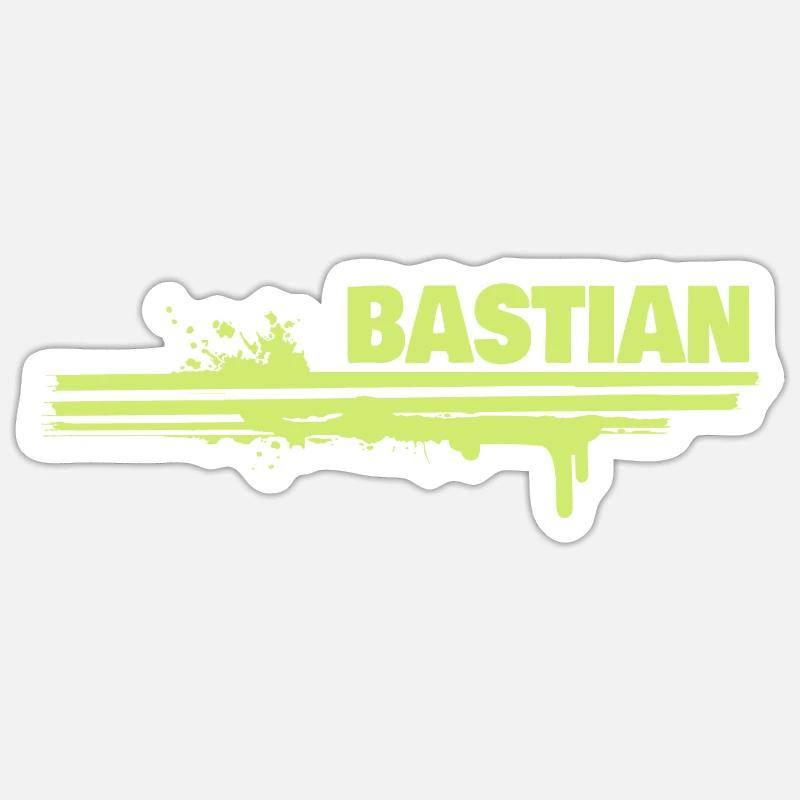 Bastian als Farbklecks Sticker Größe S (10 x 10 cm)