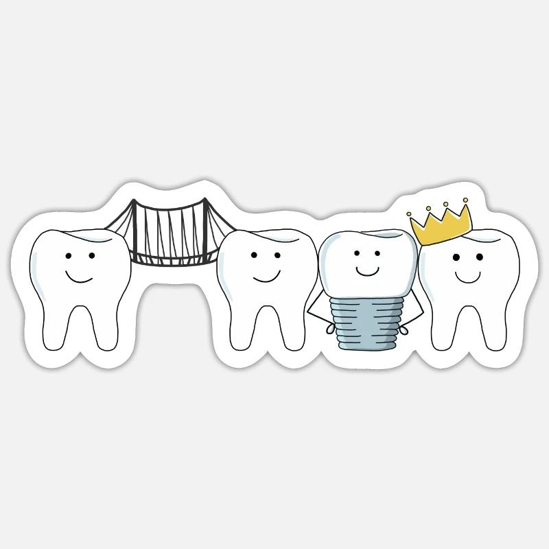 Prothèses dentaires heureuses - Sticker taille S (10 x 10 cm) - blanc mat