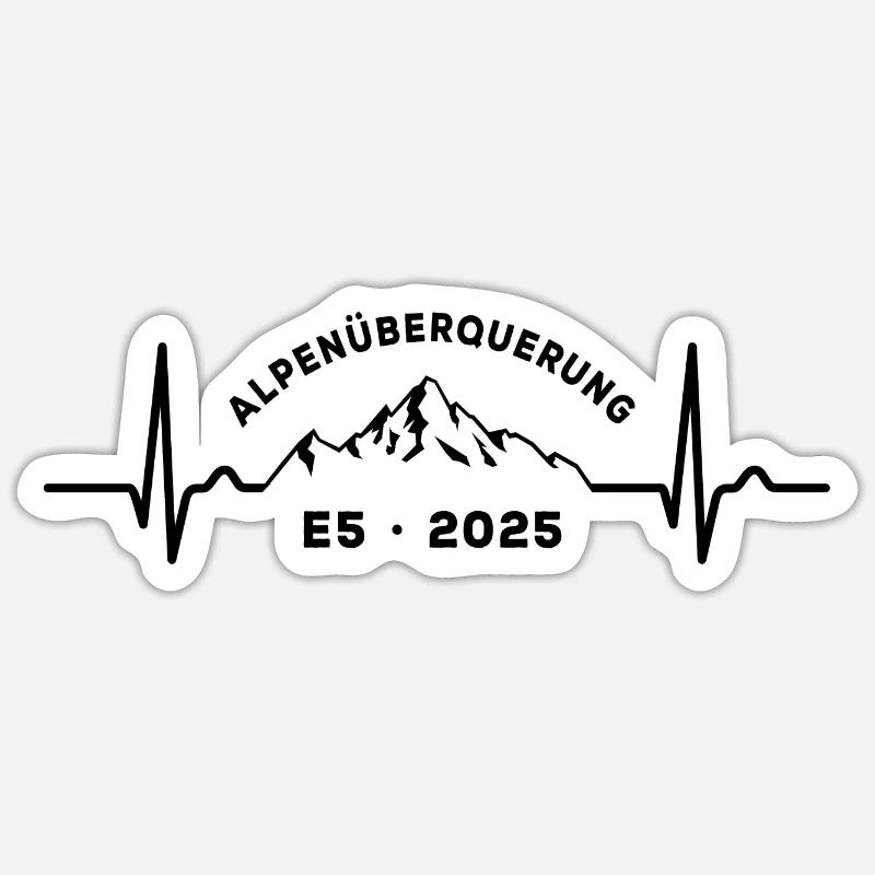 Alpenüberquerung Alpen Überquerung E5 Wandern - Sticker Größe S (10 x 10 cm) - Mattweiß