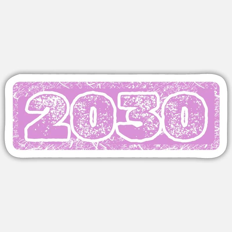 Année 2030 - Sticker taille S (10 x 10 cm) - blanc mat