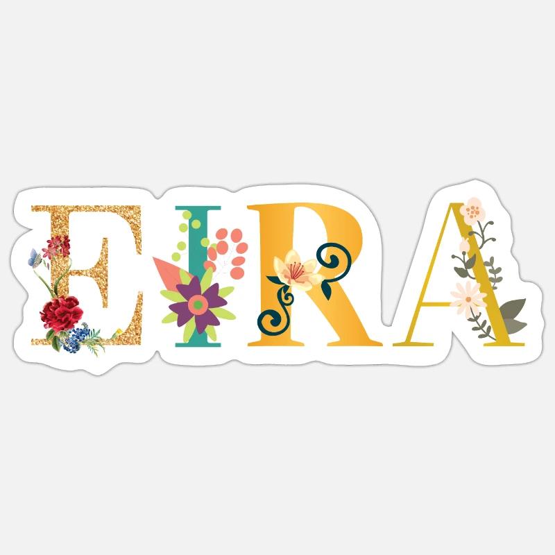 Le nom de l’EIRA est décoré de fleurs Sticker taille S (10 x 10 cm)
