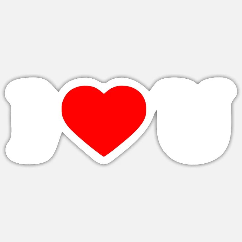 I love u - Sticker taille S (10 x 10 cm) - blanc mat