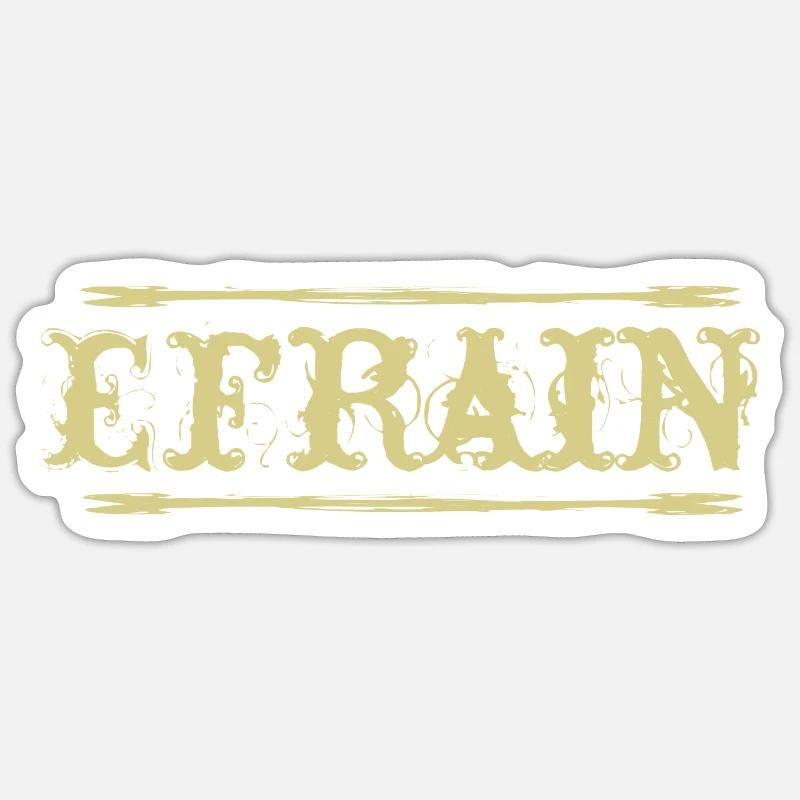 Efrain Golden Text Nom Badge - Sticker taille S (10 x 10 cm) - blanc mat
