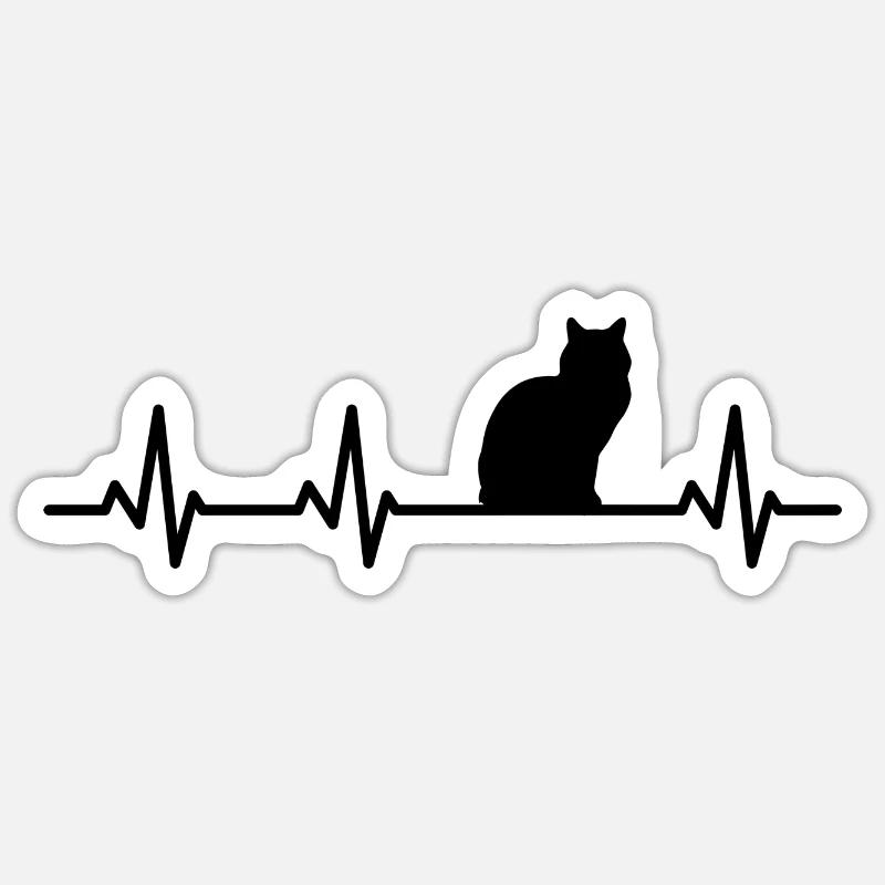 Cat pulse rate - Sticker size S (10 x 10 cm) - white matte