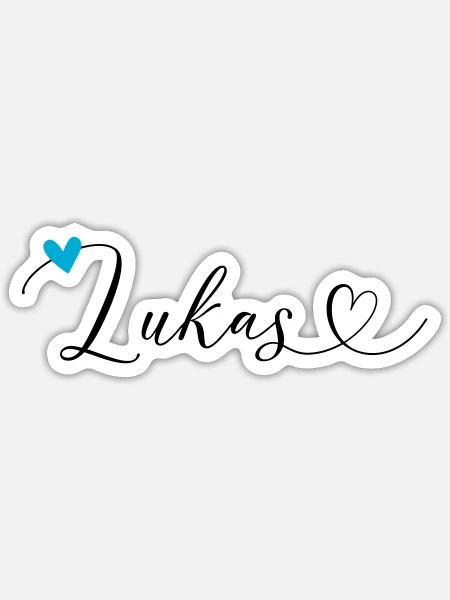 Lukas Apellido Primer Nombre Caligrafía Corazón - Pegatina tamaño S (10 x 10 cm) - blanco mate