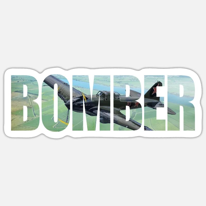 Bomber IL-2 - Sticker Größe S (10 x 10 cm) - Mattweiß