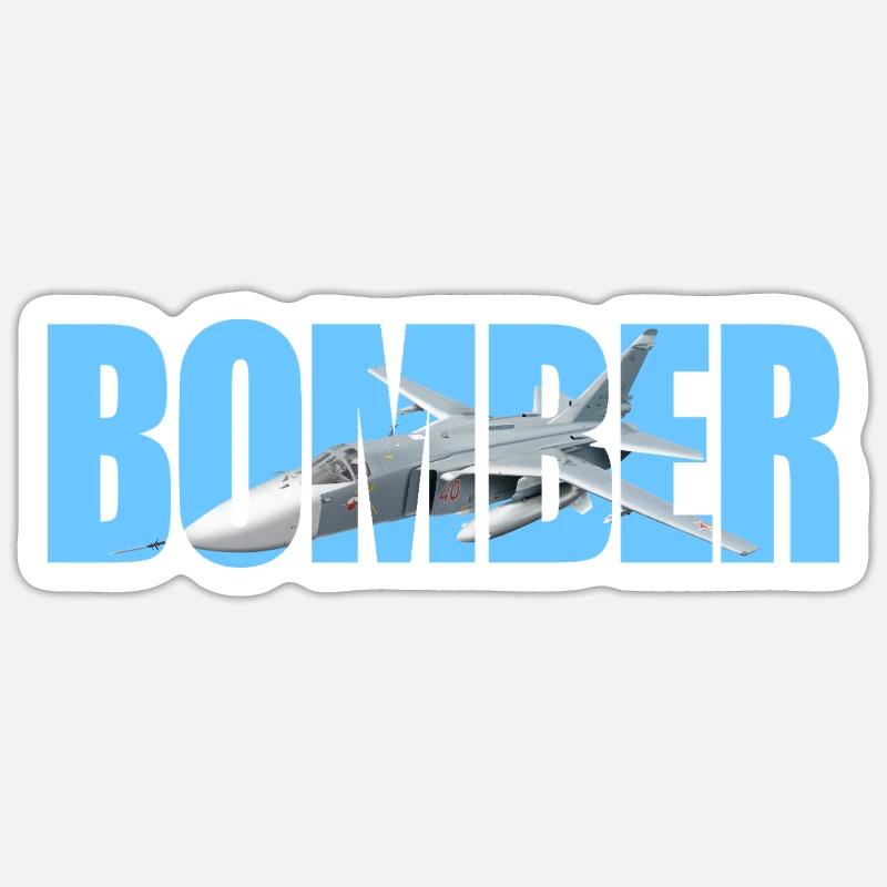 bombardier Su-24 - Sticker taille S (10 x 10 cm) - blanc mat