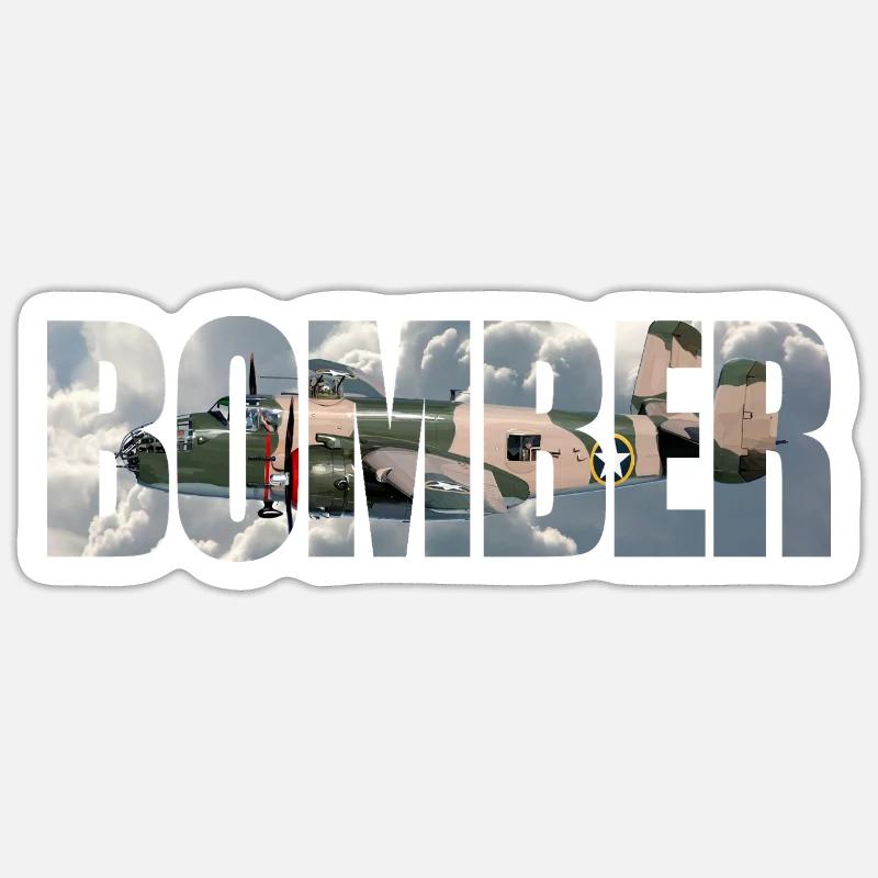 bombardier B-25 Mitchell - Sticker taille S (10 x 10 cm) - blanc mat