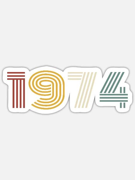 1974 Retro Style 1974 Geburtstag 1974 Vintage - Sticker Größe S (10 x 10 cm) - Mattweiß