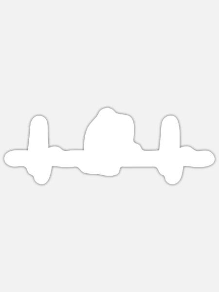 Foil Surfer - Surfer - Herzkurve - Puls - EKG - Sticker Größe S (10 x 10 cm) - Mattweiß