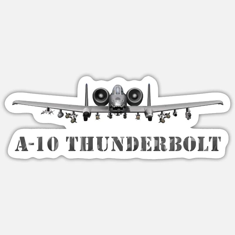 A-10 Thunderbolt Kampfflugzeug Design - Sticker Größe S (10 x 10 cm) - Mattweiß