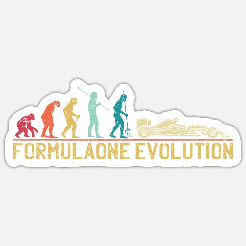 Formulaone Evolution Illustration - Sticker taille S (10 x 10 cm) - blanc mat