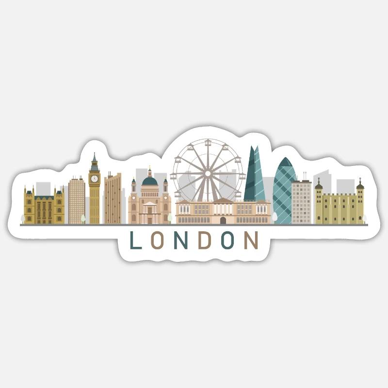 Skyline de Londres - Sticker taille S (10 x 10 cm) - blanc mat
