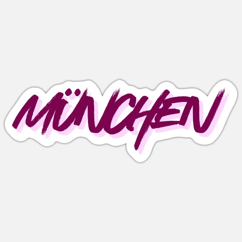 München Graffiti Schrift Pink  - Sticker Größe S (10 x 10 cm) - Mattweiß