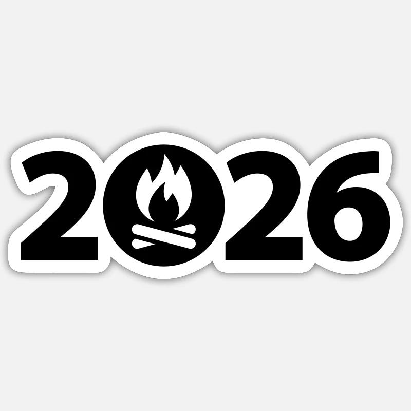 Campfire 2026, Camping 2026 - Sticker size S (10 x 10 cm) - white matte
