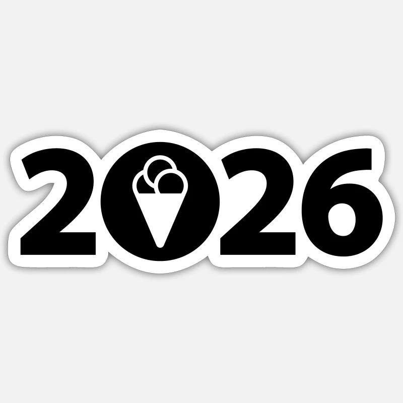 Eis 2026, Eiscreme 2026, Urlaub 2026 - Sticker size S (10 x 10 cm) - white matte