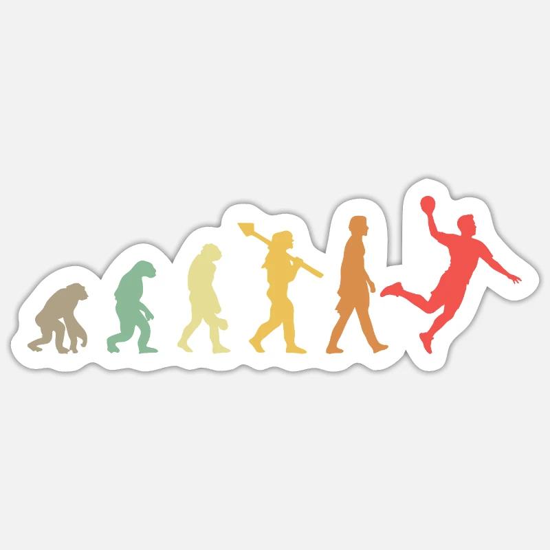 Handball Evolution Handballer Entwicklung Retro - Sticker Größe S (10 x 10 cm) - Mattweiß