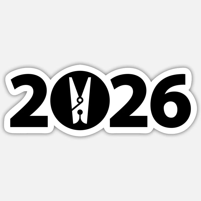 Pince à linge, lessive 2026 Sticker taille S (10 x 10 cm)