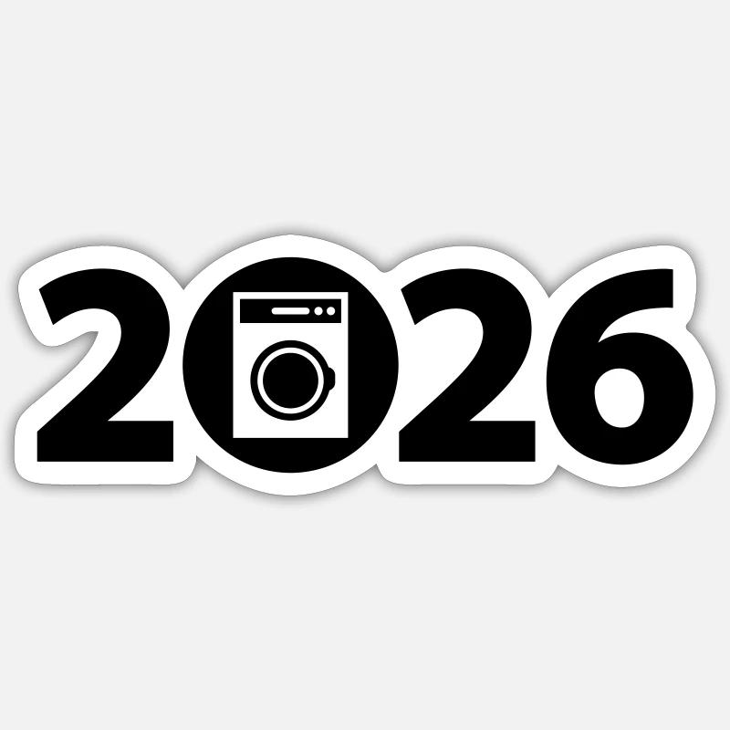 Machine à laver 2026, lessive 2026 Sticker taille S (10 x 10 cm)