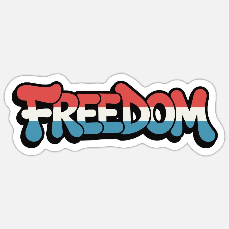 Freedom Typografie Statement Design - Sticker Größe S (10 x 10 cm) - Mattweiß