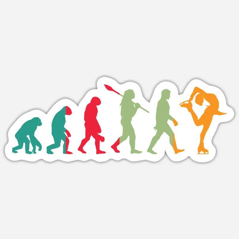 Eislauf Evolution Schlittschuh Entwicklung Winter - Sticker size S (10 x 10 cm) - white matte