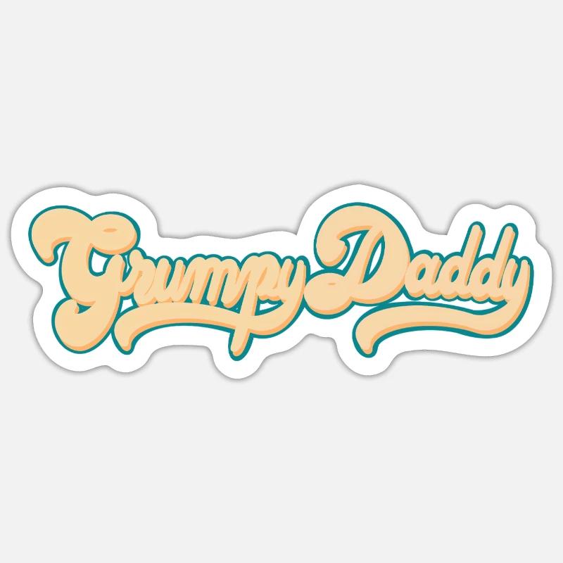 Grumpy Daddy Retro Script - Farbe "Groovy Baby" Sticker Größe S (10 x 10 cm)
