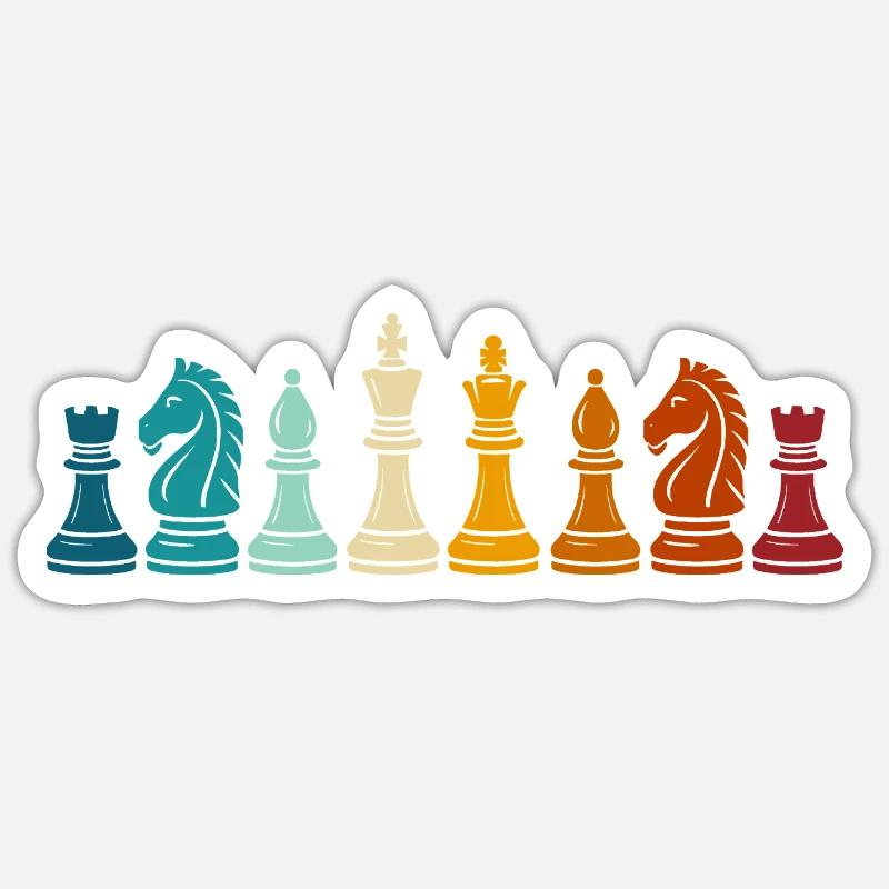 Rainbow Chess Game Pieces - Sticker size S (10 x 10 cm) - white matte