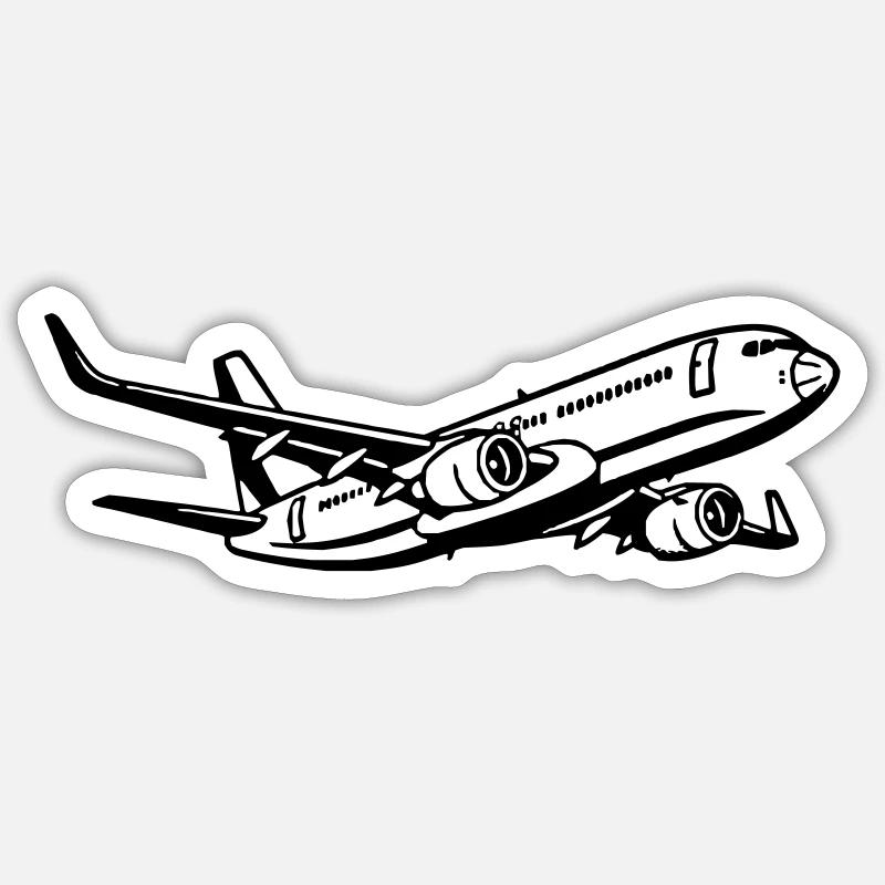 Avion - Sticker taille S (10 x 10 cm) - blanc mat