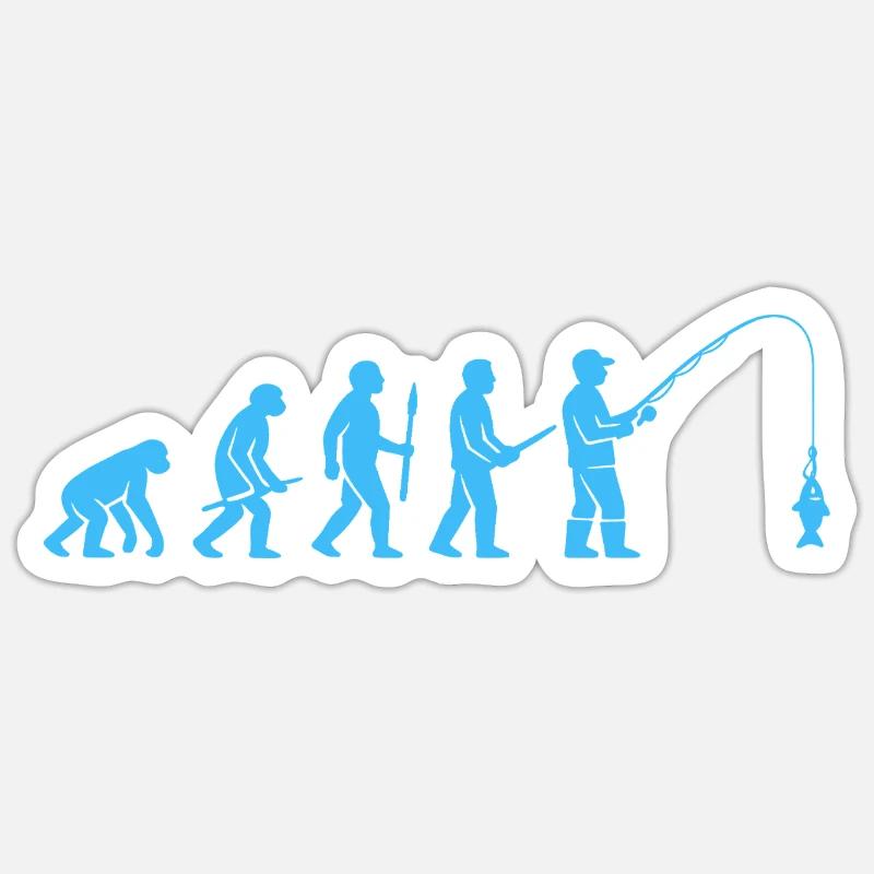 Évolution des pêcheurs : de l’âge de pierre à la capture Sticker taille S (10 x 10 cm)