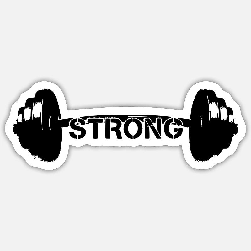 Hantel Strong Gewichte Gym - Sticker Größe S (10 x 10 cm) - Mattweiß