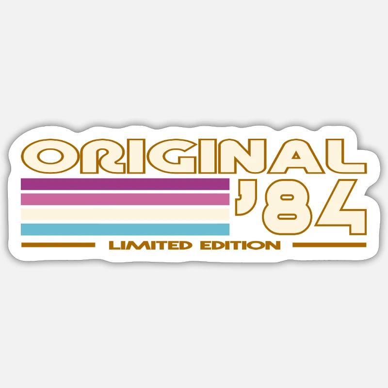 Originale 84 Pastellstreifen - Sticker Größe S (10 x 10 cm) - Mattweiß