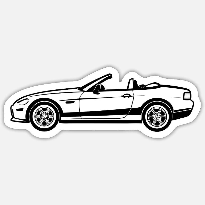 Voiture décapotable - Sticker taille S (10 x 10 cm) - blanc mat