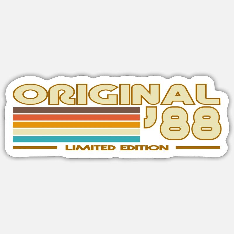 Original 88 Retro Stripes - Sticker taille S (10 x 10 cm) - blanc mat