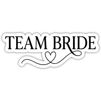 Team Bride Herz Design – JGA Braut Crew Outfit - Sticker Größe S (10 x 10 cm) - Mattweiß - Vorne