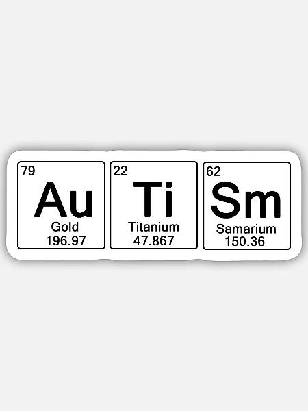 Autismus – ironisches Periodensystem - Sticker Größe S (10 x 10 cm) - Mattweiß