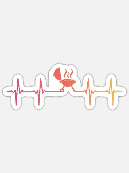 Grillen Herzschlag Grill BBQ - Sticker Größe S (10 x 10 cm) - Mattweiß