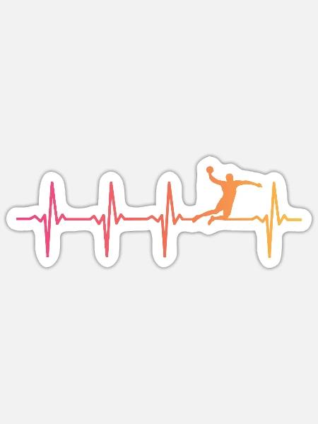 Handball Herzschlag Handballer Handballerin - Sticker Größe S (10 x 10 cm) - Mattweiß