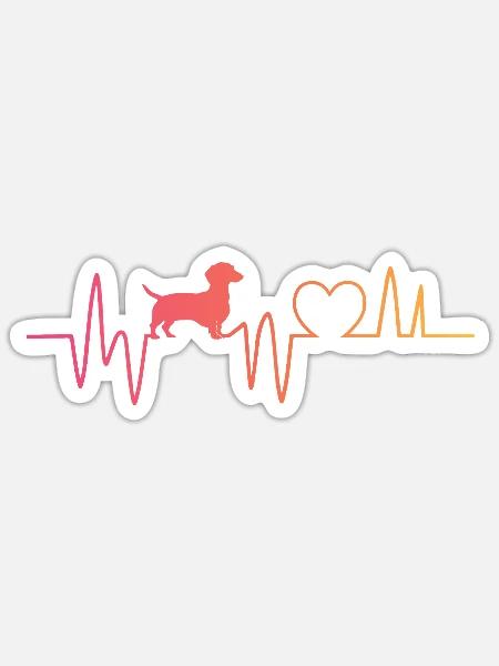 Dackel Herzschlag Dackel - Sticker Größe S (10 x 10 cm) - Mattweiß
