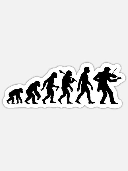 Geiger Evolution Violinist Geige Violine Spielen - Sticker Größe S (10 x 10 cm) - Mattweiß