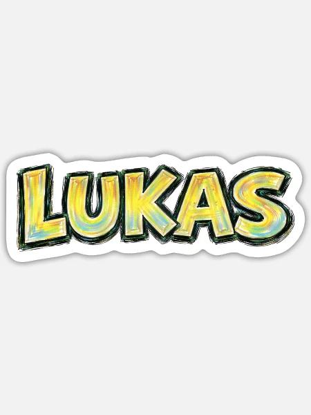 Lucas, Handgezeichnete Typografie - Sticker Größe S (10 x 10 cm) - Mattweiß