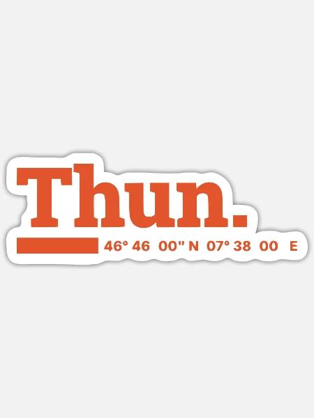 Thun Koordinaten - Sticker Größe S (10 x 10 cm) - Mattweiß