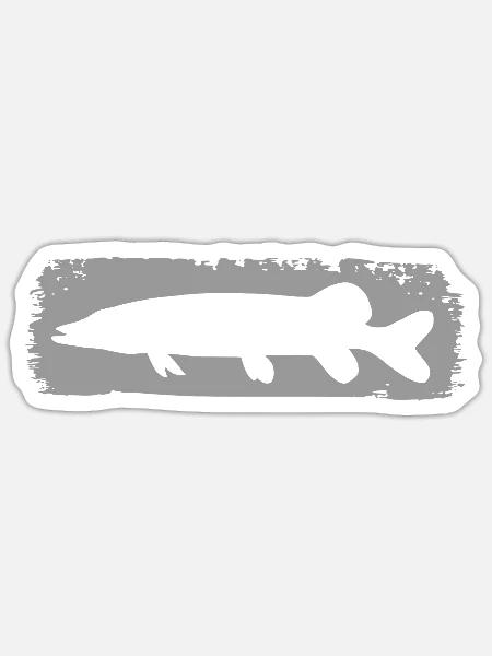 Hecht im Farbstrich - grau - Sticker Größe S (10 x 10 cm) - Mattweiß
